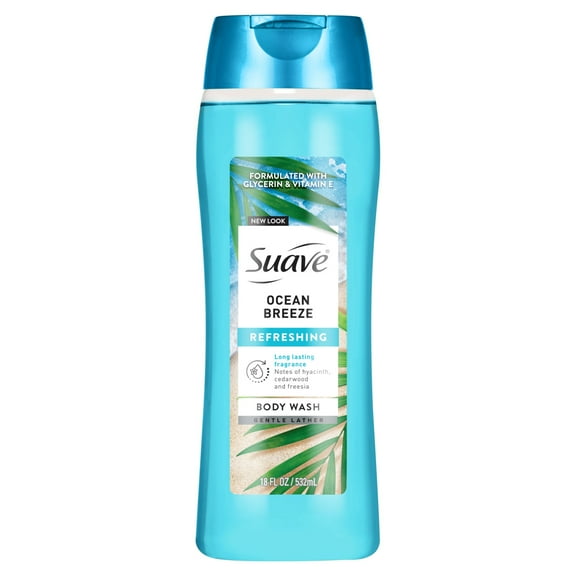 Suave Ocean Breeze Moisturizing Body Wash with Glycerin & Vitamin E, 18 FL OZ