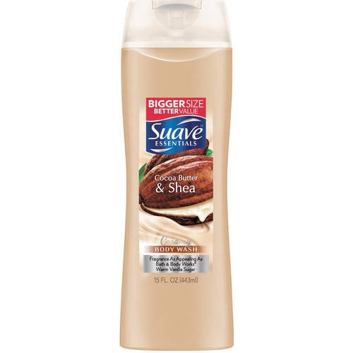 Suave Essentials Creamy Cocoa Butter and Shea Body Wash, 15 oz