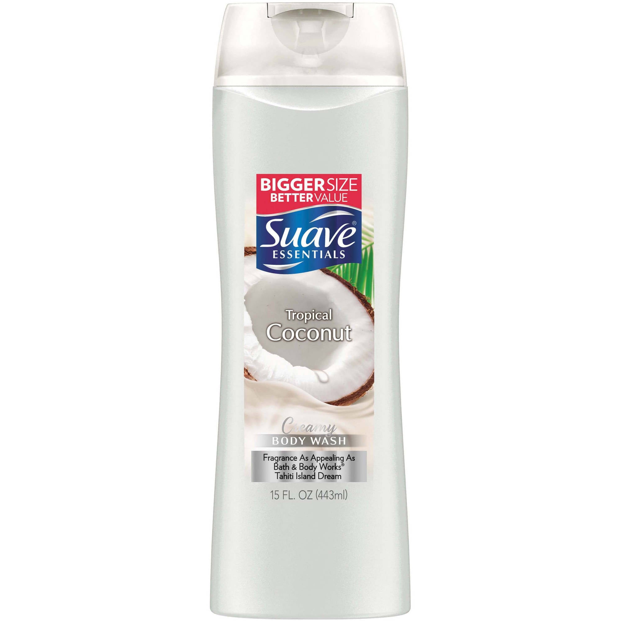 Suave Essentials Creamy Tropical Coconut Body Wash, 15 oz