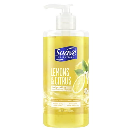 Suave Essentials Liquid Hand Soap, Lemon & Citrus, Invigorating with Vitamin E, 13.5 fl oz