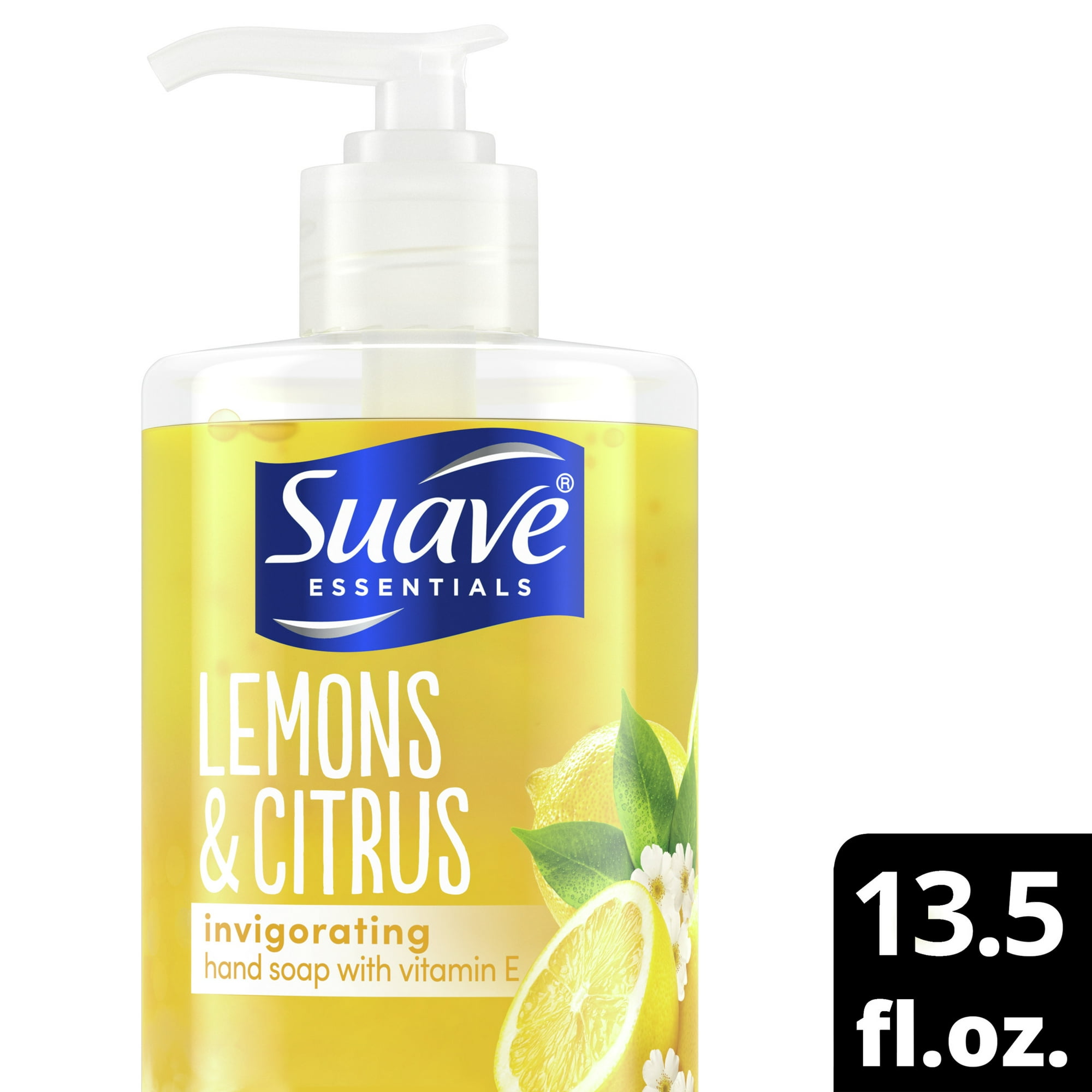 Suave Essentials Liquid Hand Soap, Lemon & Citrus, Invigorating with Vitamin E, 13.5 fl oz