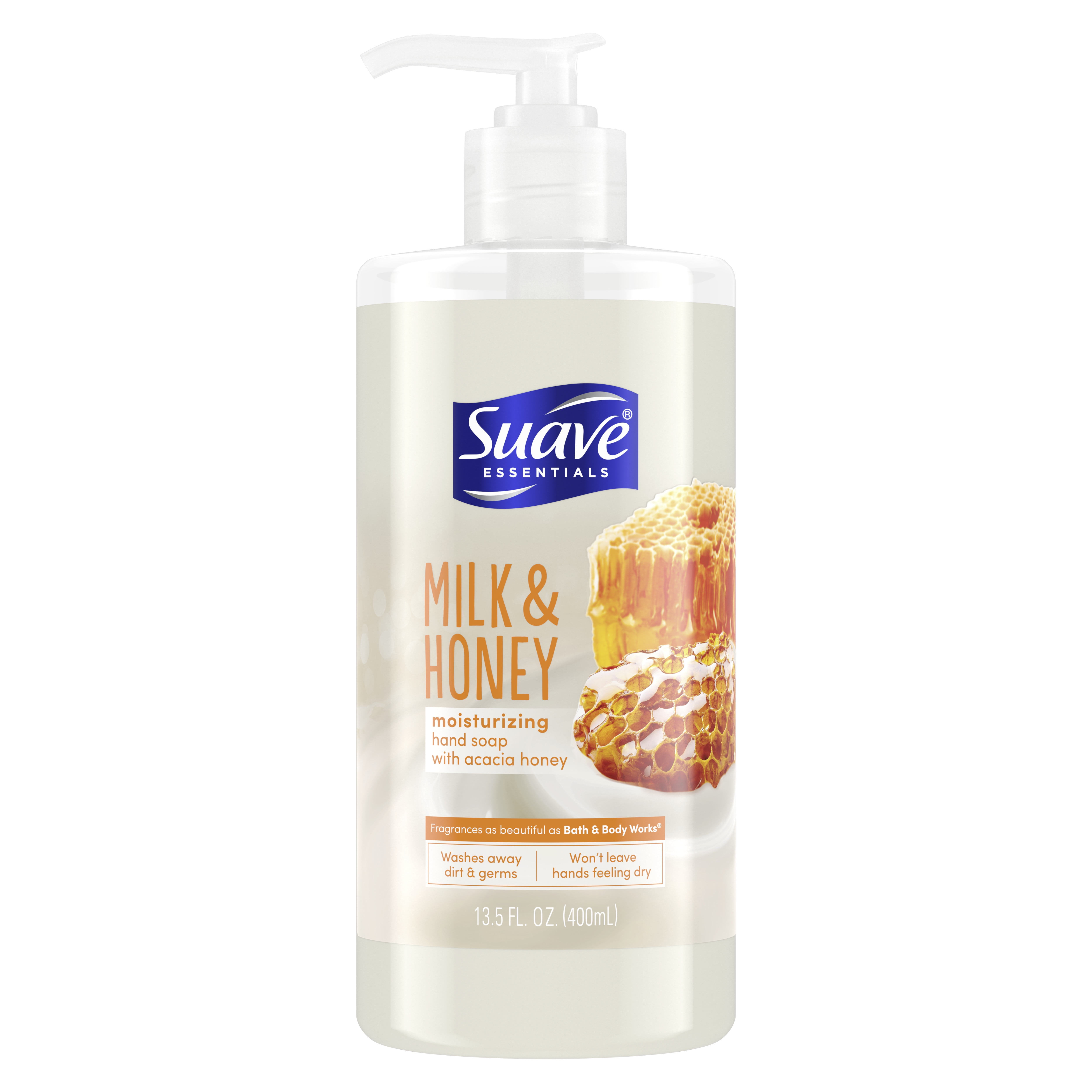 Suave Essentials Liquid Hand Soap, Milk & Honey, Moisturizing, 13.5 fl oz