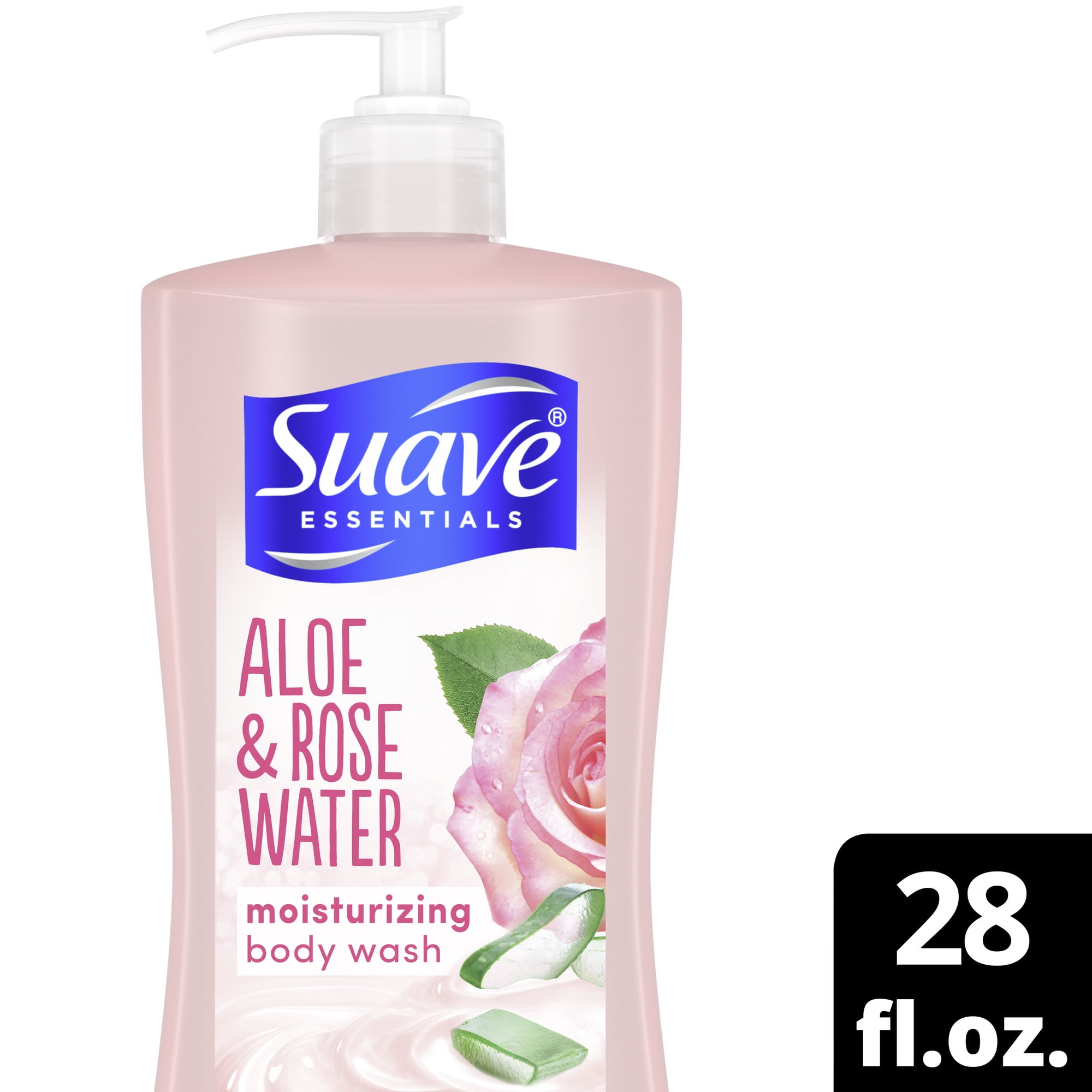 Suave Essentials Moisturizing Liquid Body Wash Aloe & Rosewater, 28 oz
