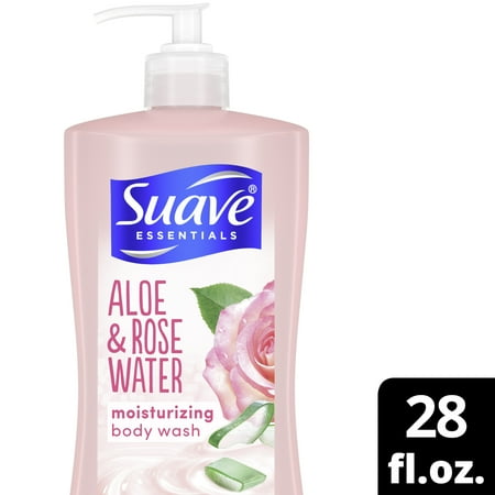 Suave Essentials Moisturizing Liquid Body Wash Aloe & Rosewater, 28 oz