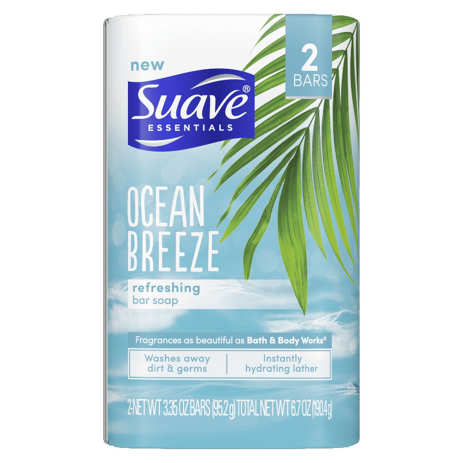 Suave Essentials Ocean Breeze Refreshing Bar Soap 2 Bar