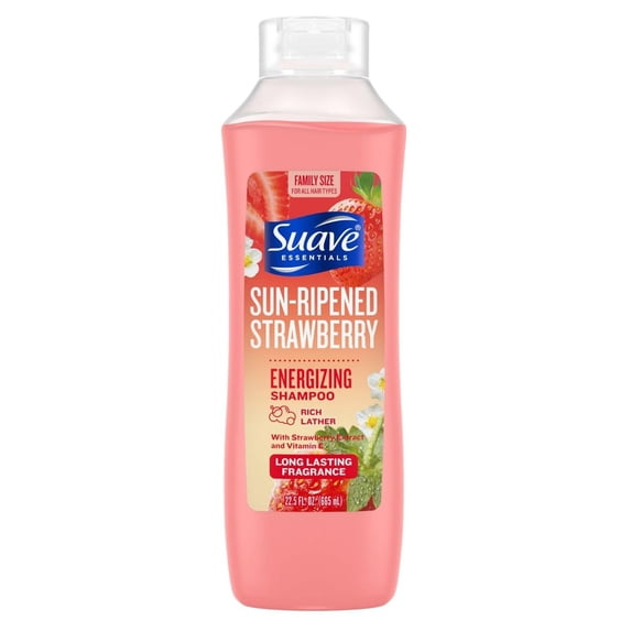 Suave Essentials Shampoo Sun- Ripened Strawberry 22.5 Ounce (665ml) (Pack of 2)