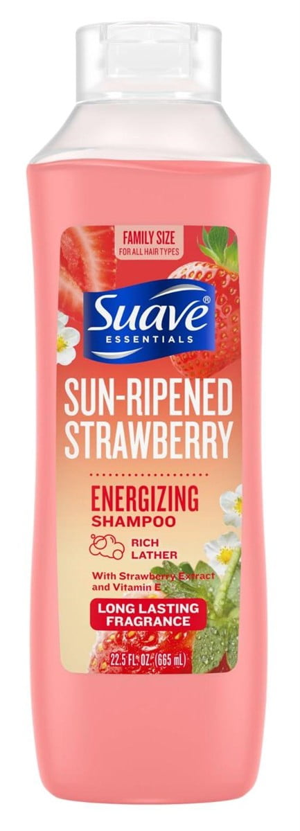 Suave Essentials Shampoo Sun- Ripened Strawberry 22.5 Ounce (665ml) (Pack of 3)