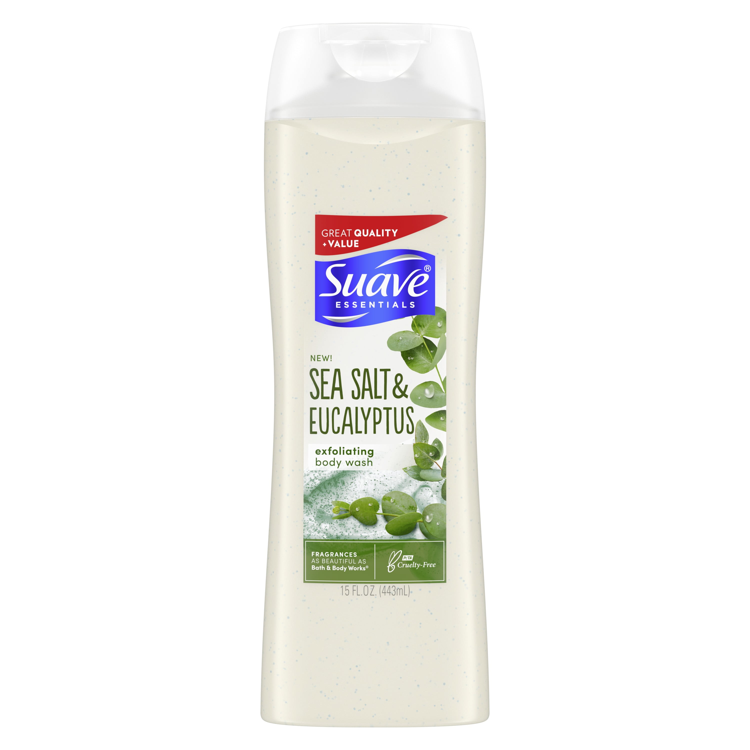 Suave Essentials with Sea Salt & Eucalyptus Exfoliating Body Wash 15 oz