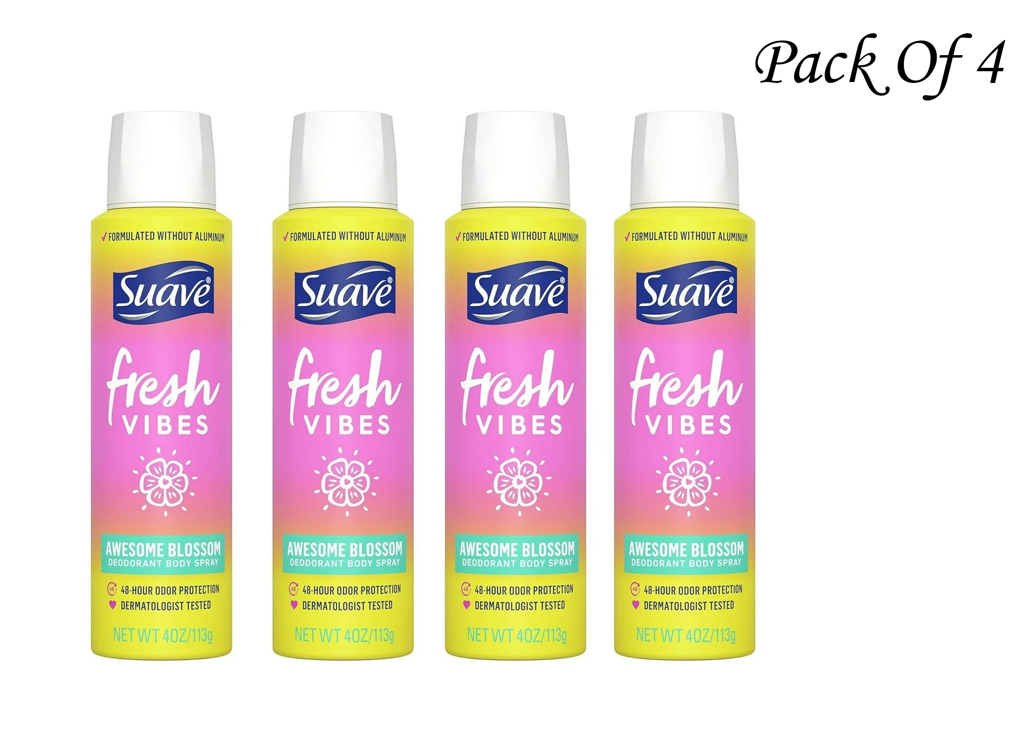 Suave Fresh Vibes Deodorant Body Spray, Aluminum Free 48 Hour Deodorant