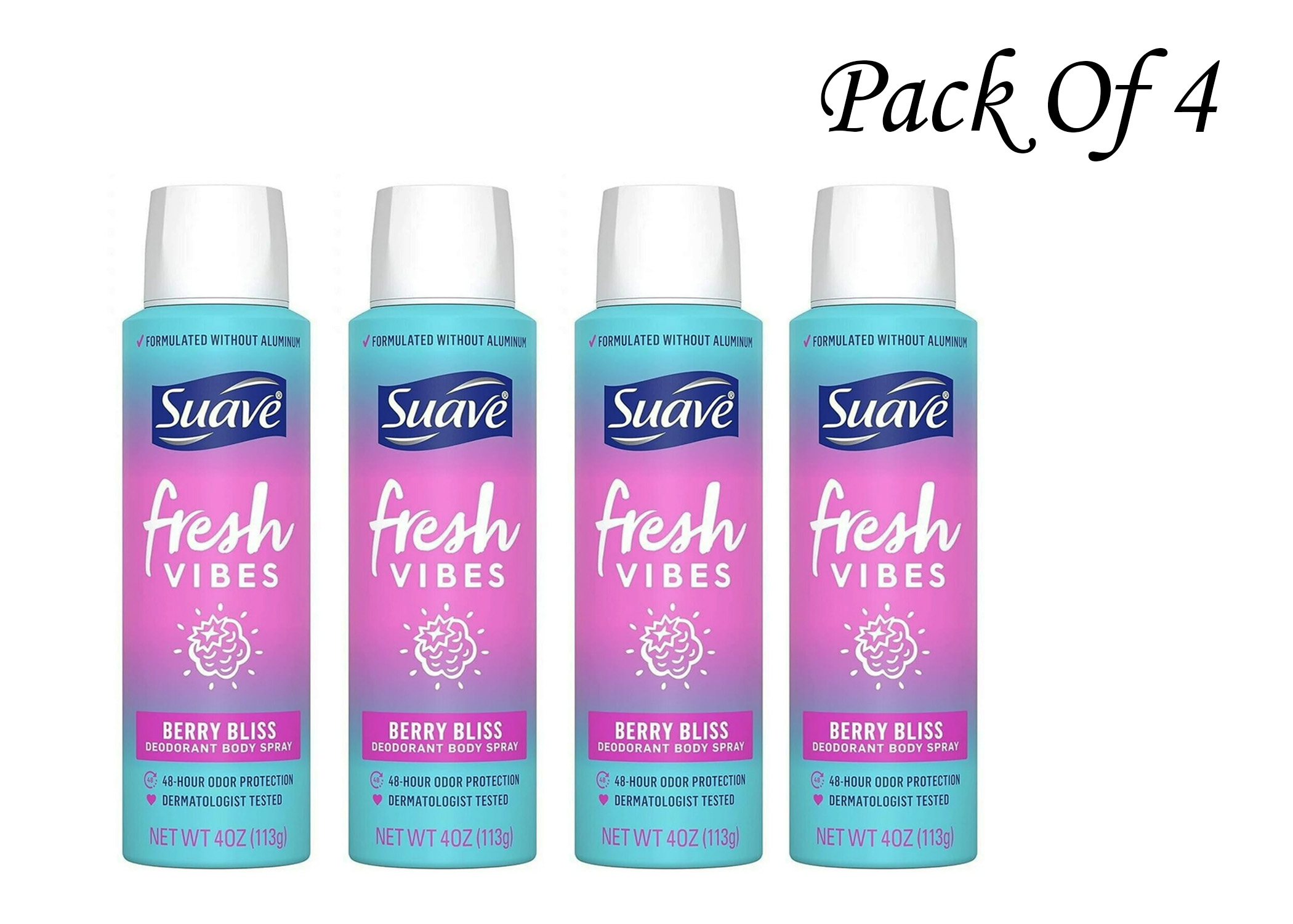 Suave Fresh Vibes Deodorant Body Spray, Aluminum Free 48 Hour Deodorant