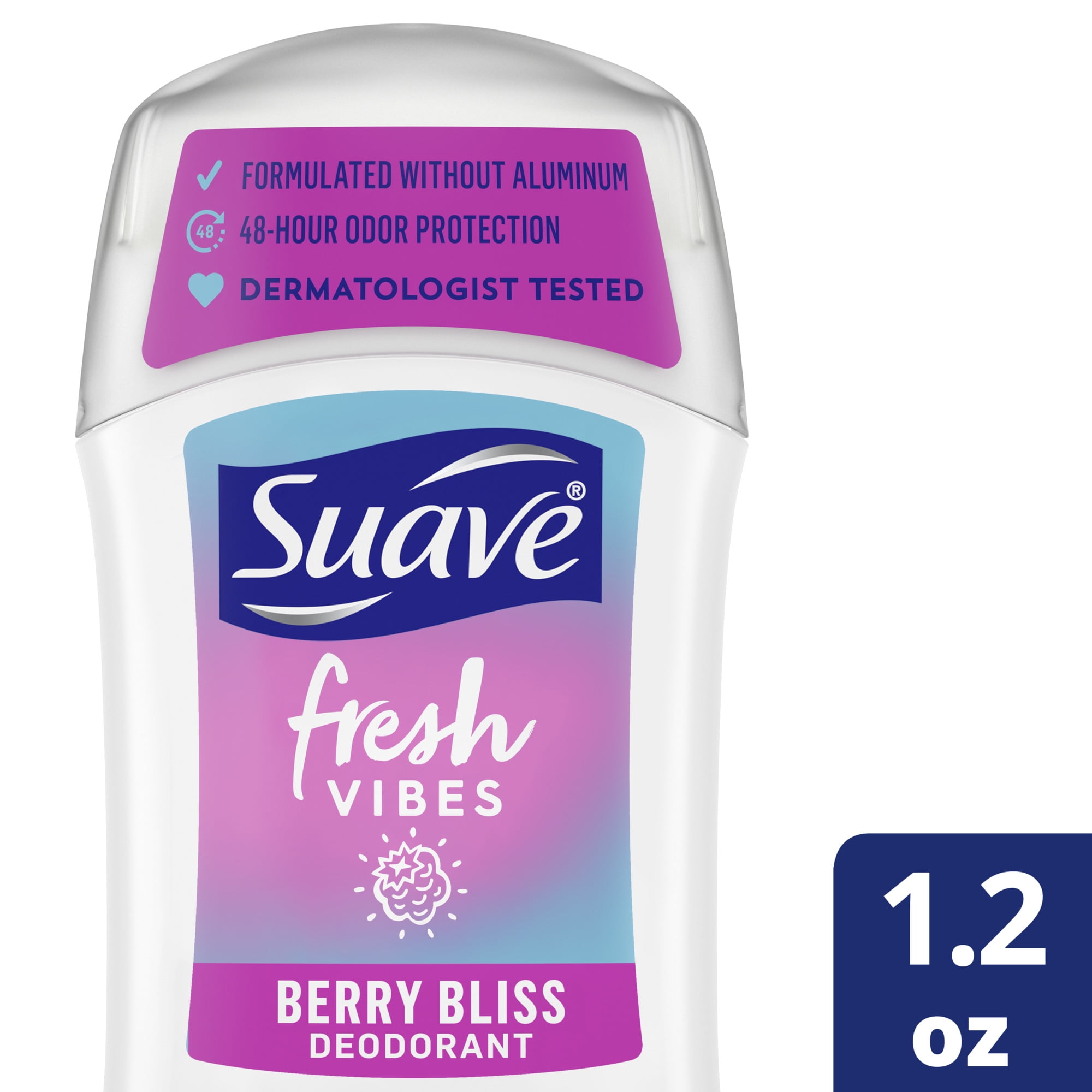 Suave Fresh Vibes Deodorant Stick Berry Bliss, 1.2 OZ
