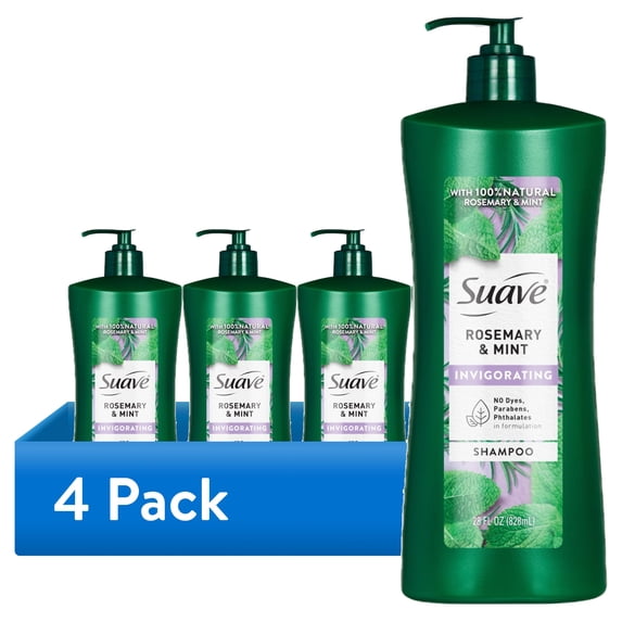 (4 pack) Suave Invigorating Shampoo With 100% Natural Rosemary & Mint, 28 FL OZ