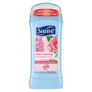 Suave Invisible Solid Antiperspirant Deodorant Aloe & Rose Water, Unisex, 2.6 oz