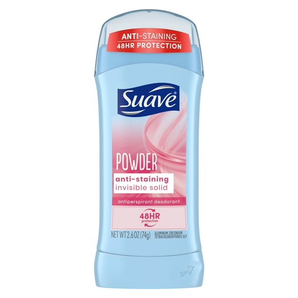 Suave Invisible Solid Antiperspirant Deodorant, Powder, Unisex, 2.6 oz