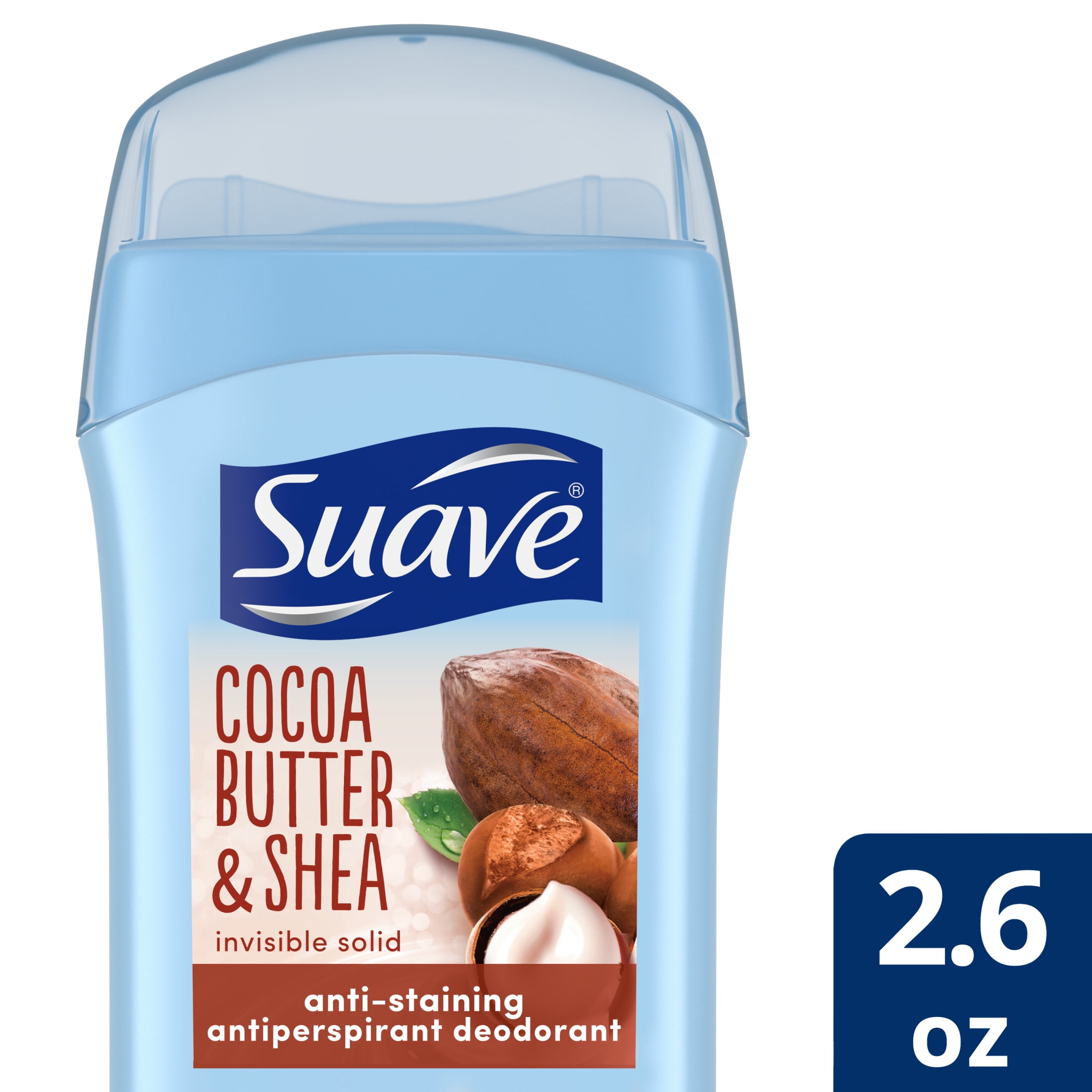 Suave Invisible Solid Deodorant Antiperspirant Cocoa Shea Butter, 2.6