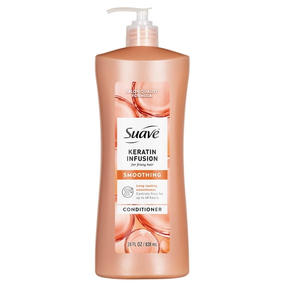 Suave Keratin Infusion Smoothing Conditioner For Frizzy Hair, 48HR Frizz Control, 28 fl oz