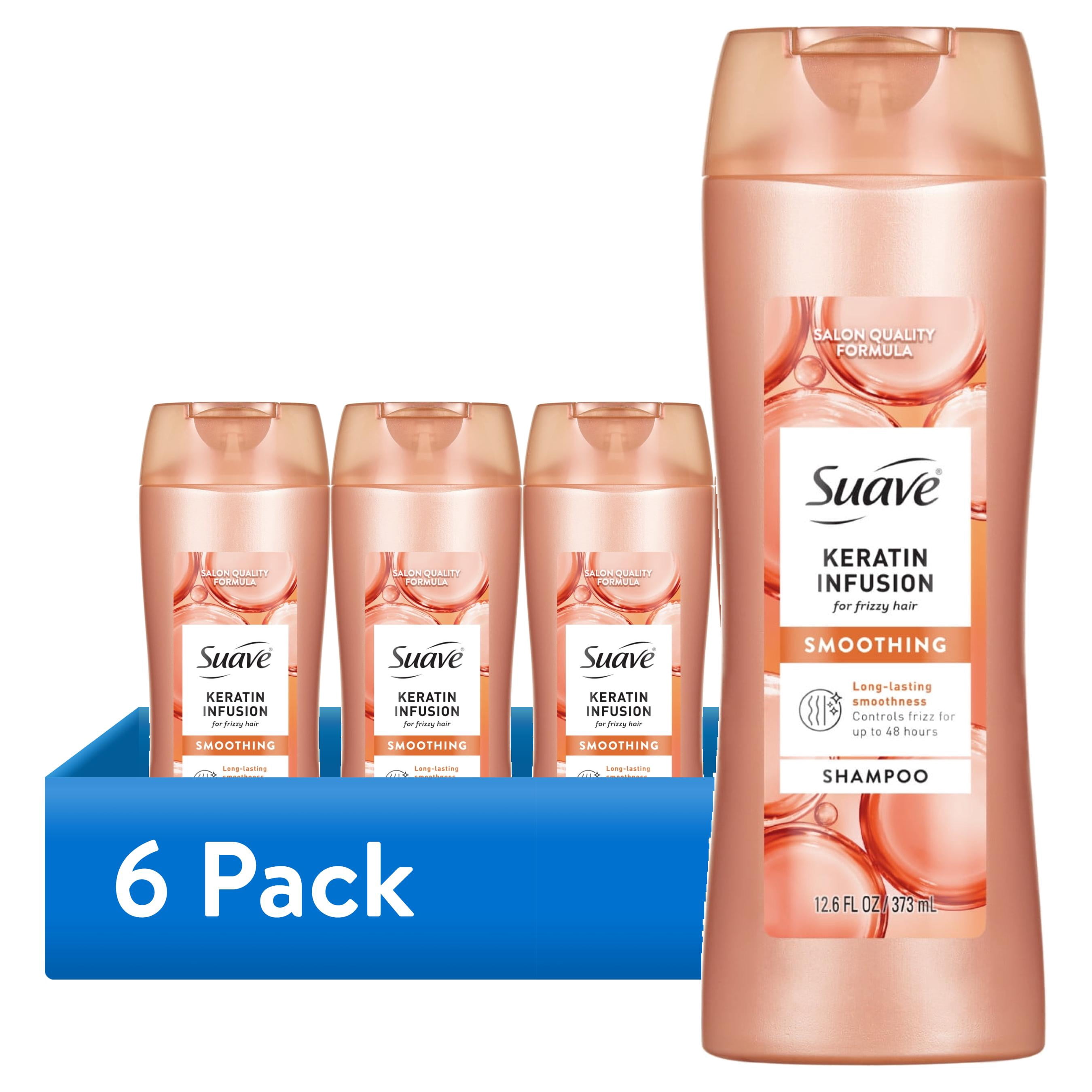 (6 pack) Suave Keratin Infusion Smoothing Shampoo For Frizzy Hair, 48HR Frizz Control, 12.6 FL OZ