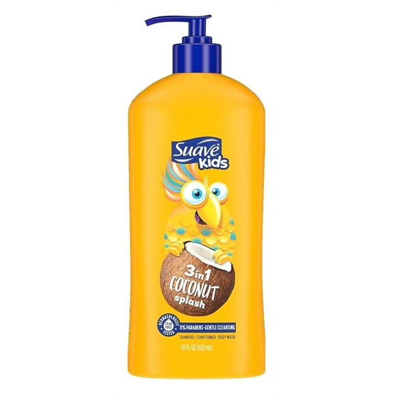 Suave Kids 3 In 1 Shampoo-Cond -Bodywash Coconut Splash 18 Ounce (532ml) (Pack of 2)