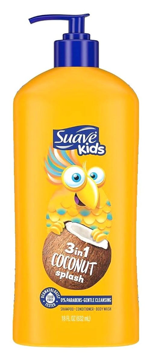Suave Kids 3 In 1 Shampoo-Cond -Bodywash Coconut Splash 18 Ounce (532ml) (Pack of 3)