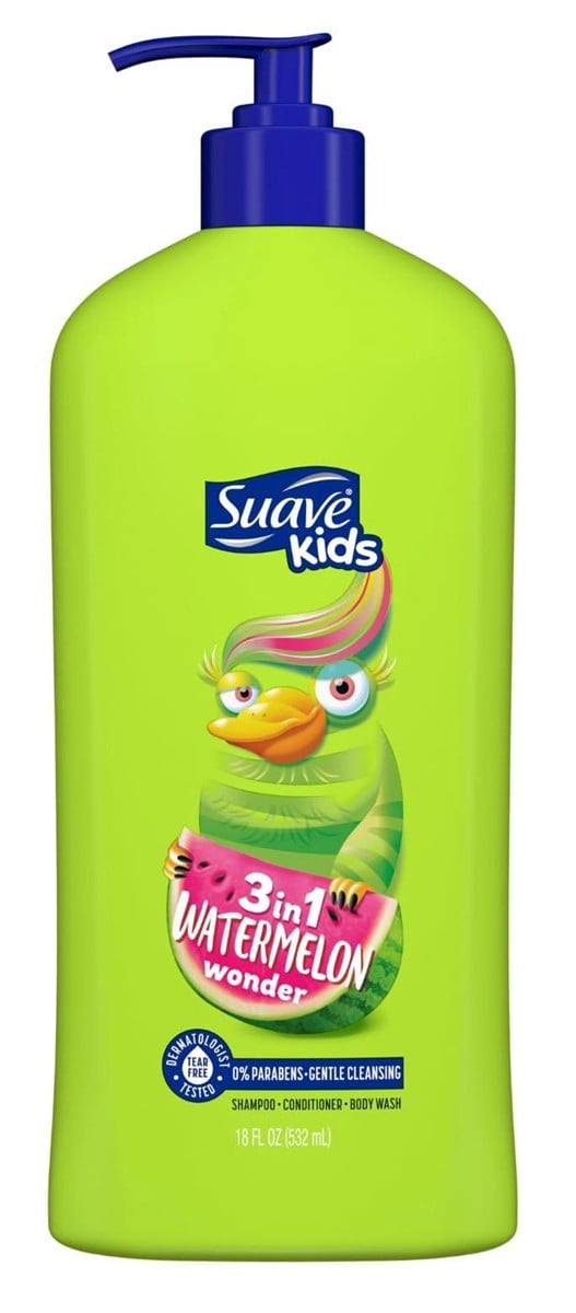 Suave Kids 3 In 1 Shampoo-Cond -Bodywash Watermelon 18 Ounce (532ml) (Pack of 2)