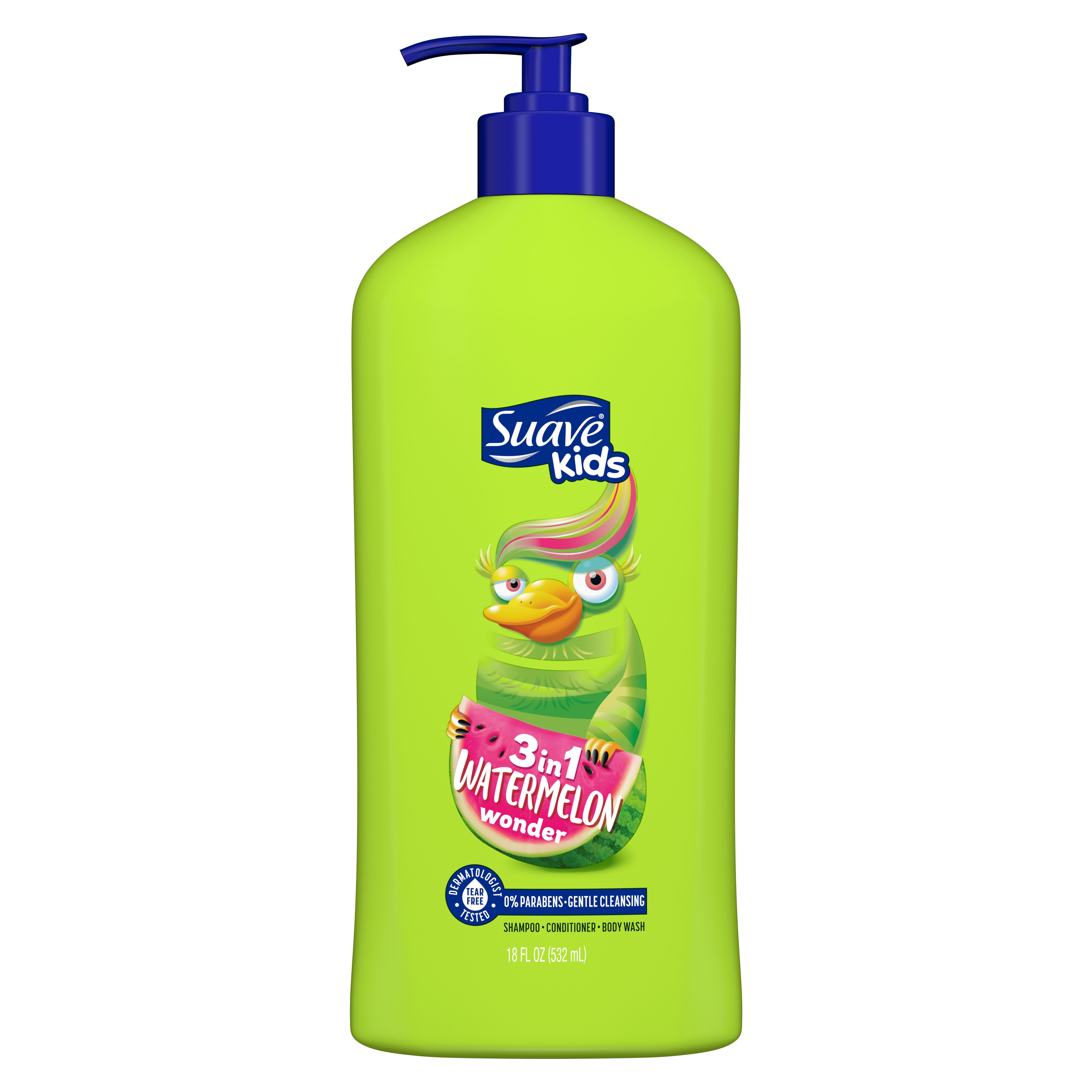 Suave Kids 3-in-1 Shampoo Conditioner & Body Wash, Wacky Melon, 18 oz