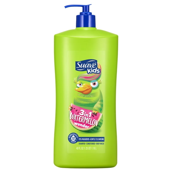 Suave Kids 3 in 1 Watermelon Wonder Shampoo, Conditioner & Body Wash, 40 FL OZ Pump