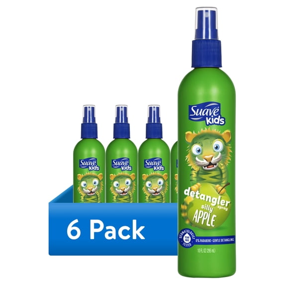 (6 pack) Suave Kids Silly Apple Detangler Spray, Tear-Free Leave-In Conditioner, 10 fl oz