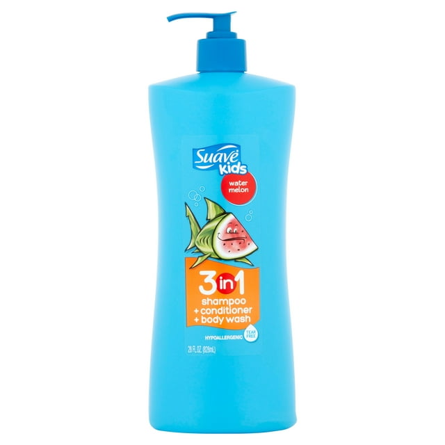 Suave Kids Water Melon 3 in 1 Shampoo + Conditioner + Body Wash, 28 fl oz