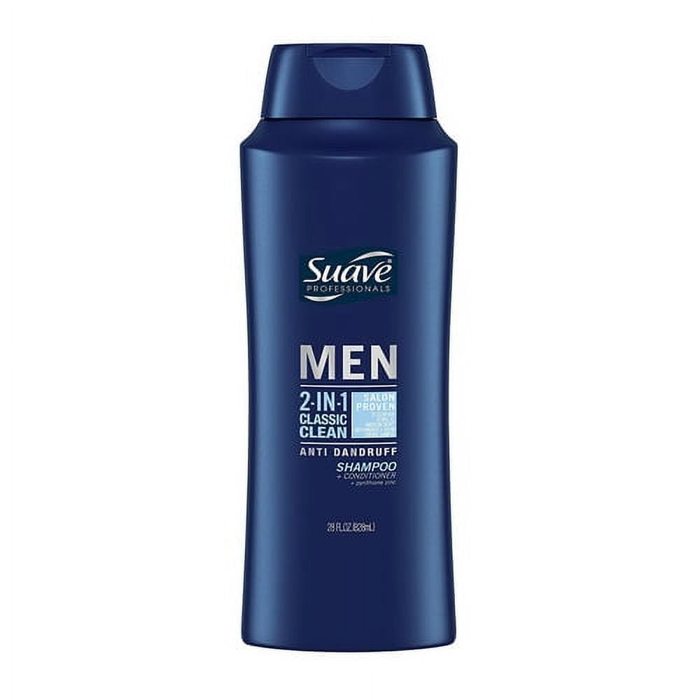 Suave Men 2 in 1 Anti Dandruff Hair Shampoo Plus Conditioner, Classic Clean, 28 Oz, 3 Pack
