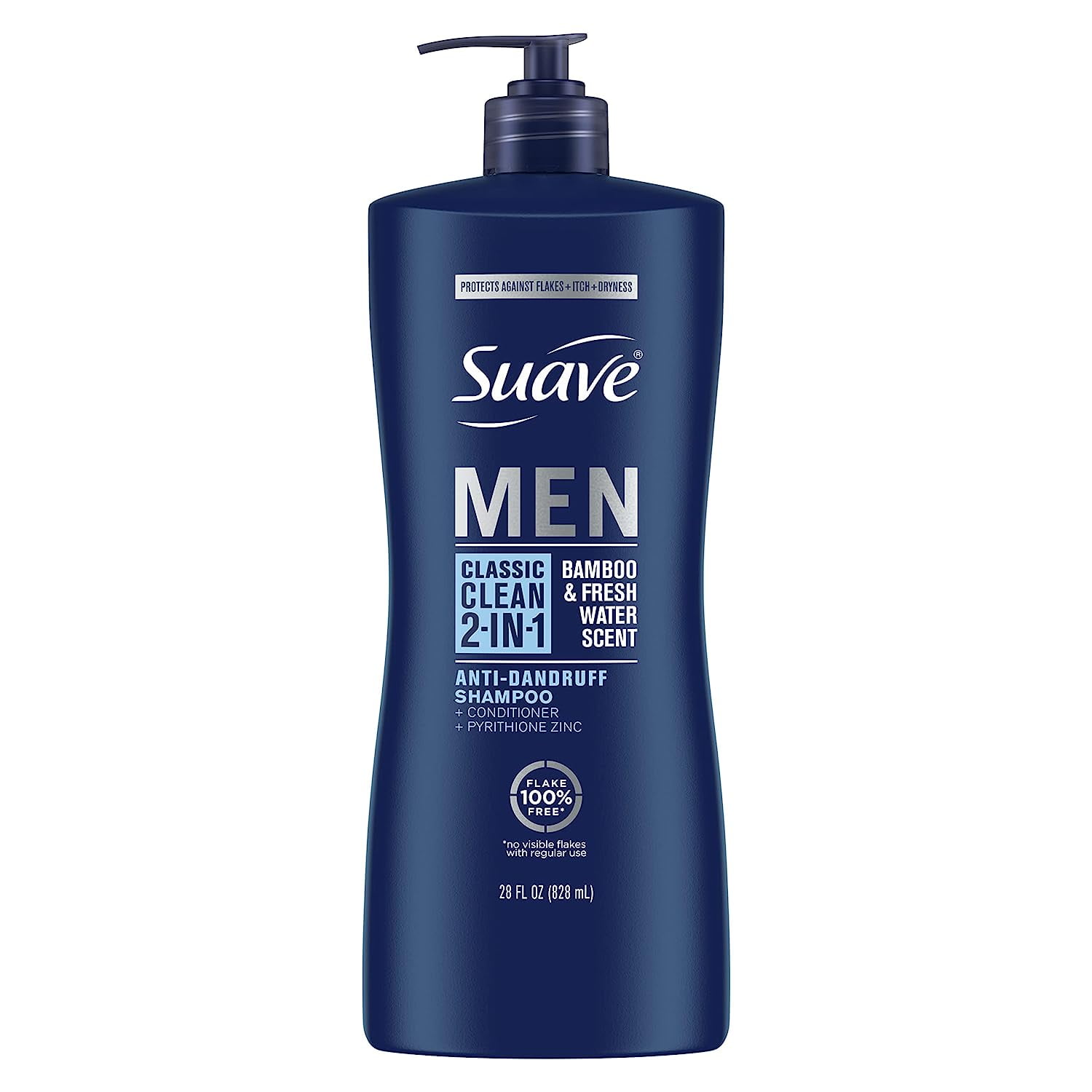 Suave Men 2 in 1 Anti Dandruff Hair Shampoo Plus Conditioner, Classic Clean, 28 Oz