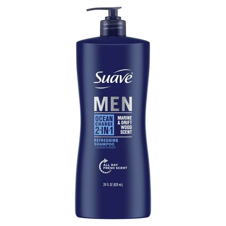Suave Professionals Men 2-in-1 Shampoo & Conditioner, Moisturizing, Ocean Charge, 28 fl oz