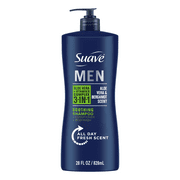 Suave Men 3-in-1 Shampoo, Conditioner & Body Wash, Soothing, Aloe Vera, Bergamot & Vitamin B7, 28 fl oz
