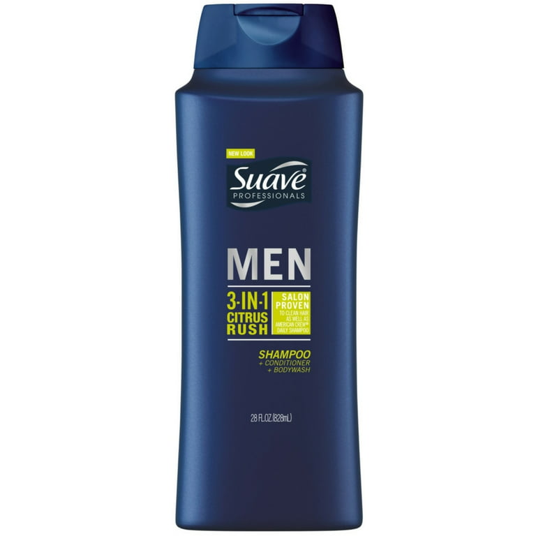 Suave Professionals Men's 3-in-1 Shampoo Conditioner & Body Wash, Citrus Rush - 28 fl oz bottle