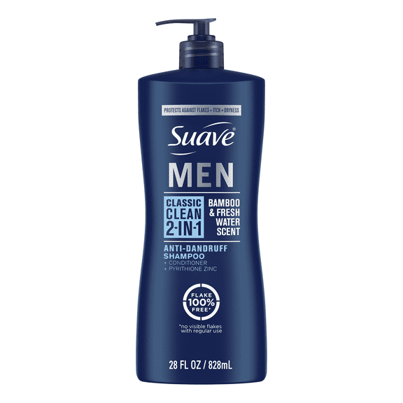Suave Men Anti-Dandruff 2-in-1 Shampoo & Conditioner, Classic Clean, 28 Oz
