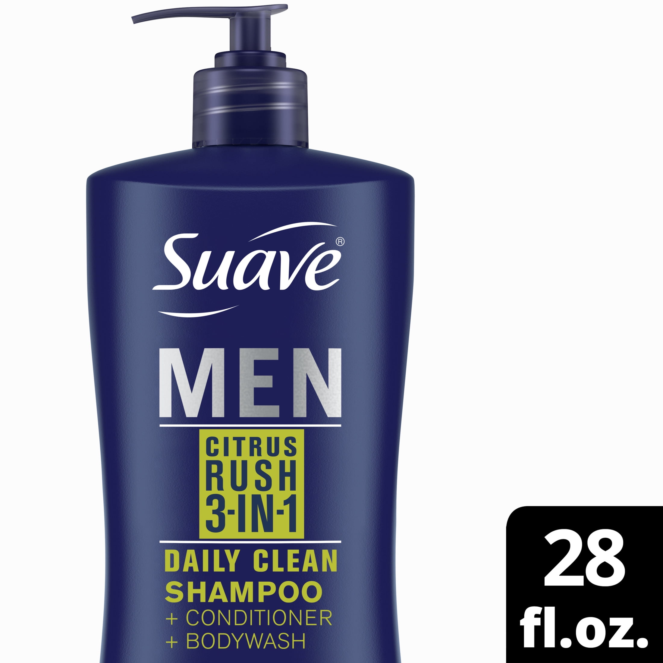 Suave Men Citrus Rush 3in1 Shampoo Conditioner Body Wash, 28 oz
