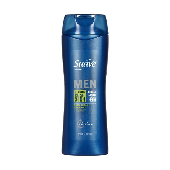 Suave Men Citrus Rush 3-in-1 Shampoo Conditioner & Body Wash, Citrus & Sandalwood, 12.6 oz