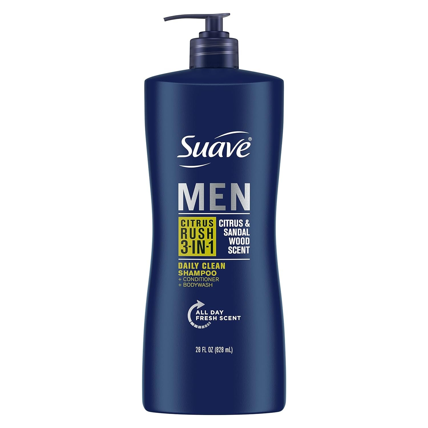 Suave Men Citrus Rush 3-in-1 Shampoo, Conditioner & Body Wash, Daily Clean, Citrus & Sandalwood, 28 fl oz - image 1 of 11