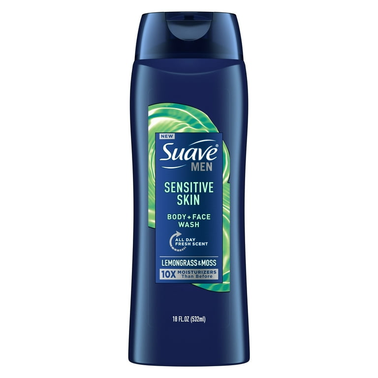 Suave Men Face Body Wash, Sensitive Skin, Fresh 18 oz