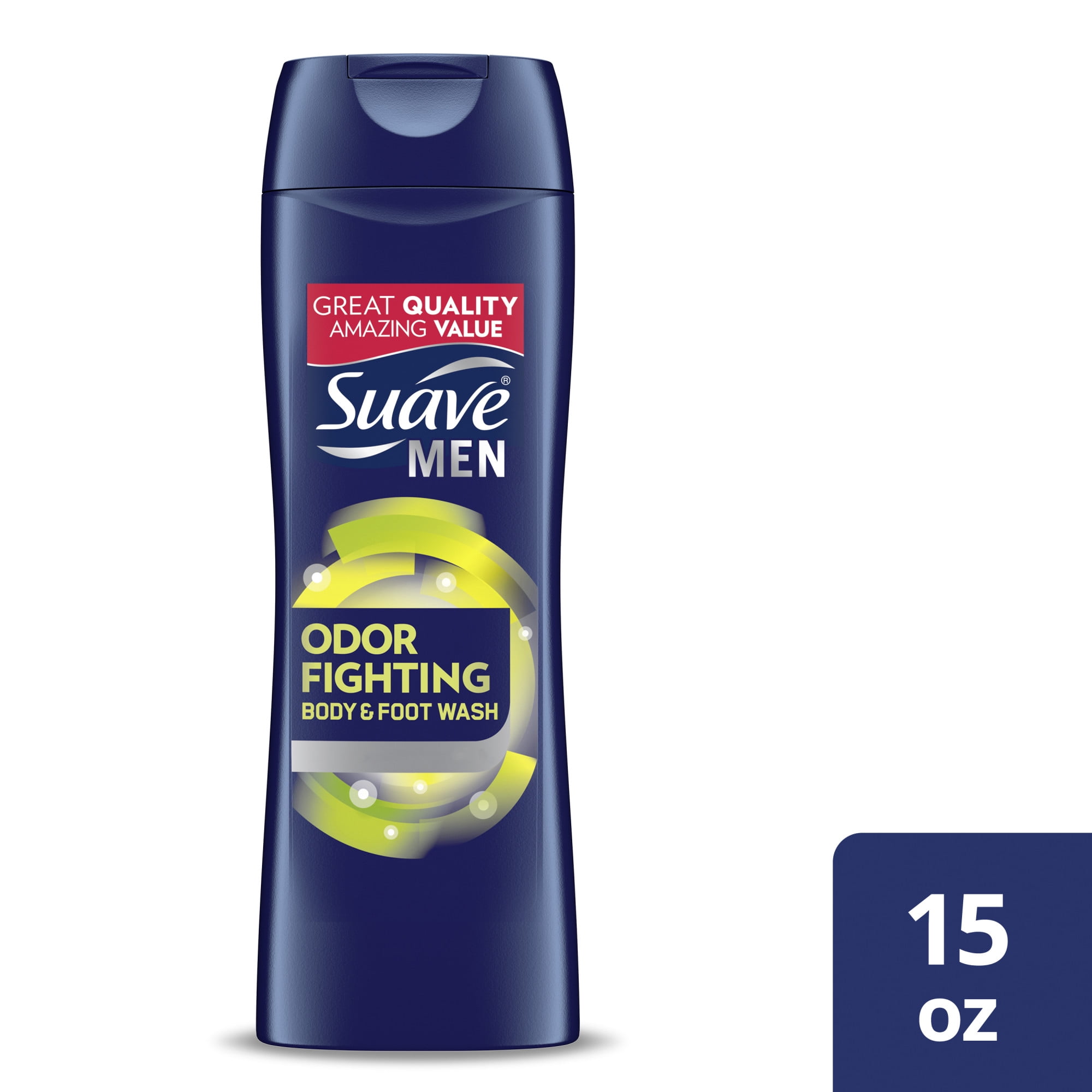 Suave Men Odor Fighting Foot & Body Wash 15 oz