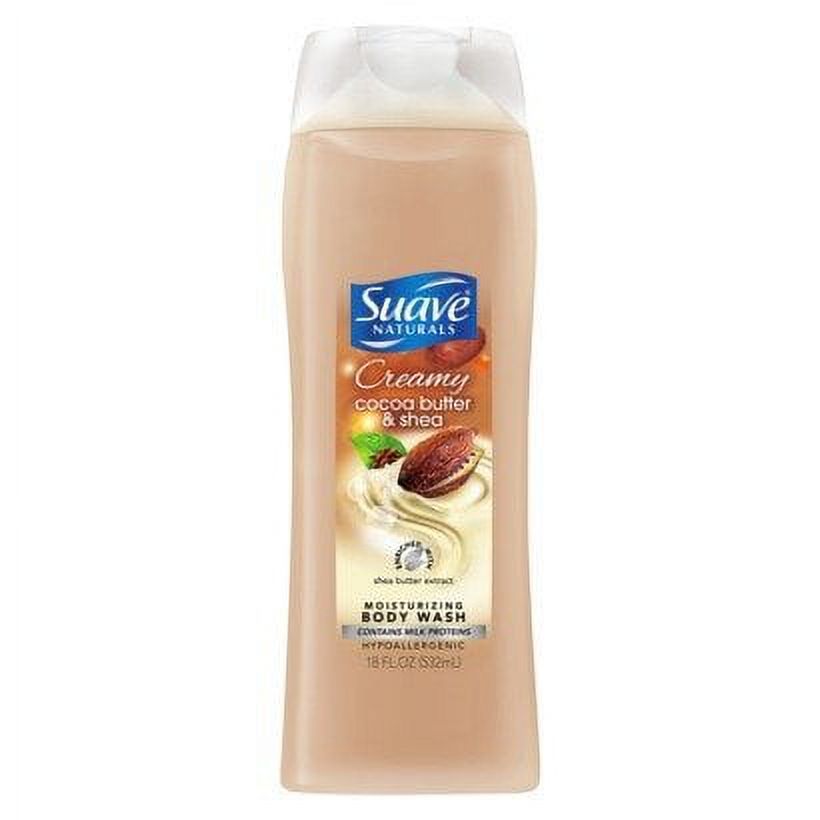 Suave Naturals Cocoa Butter & Shea Body Wash 18 Oz Bottle (4 Pack