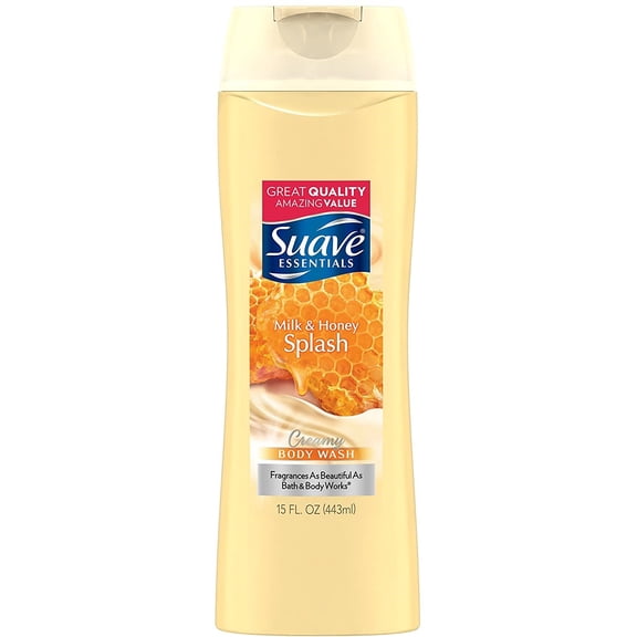 Suave Naturals Creamy Body Wash Milk & Honey Splash, 15 oz (Pack of 3)