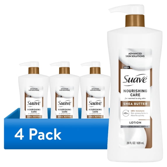 (4 pack) Suave Nourishing Care Hand & Body Lotion With Shea Butter For Dry Skin, 28 fl oz