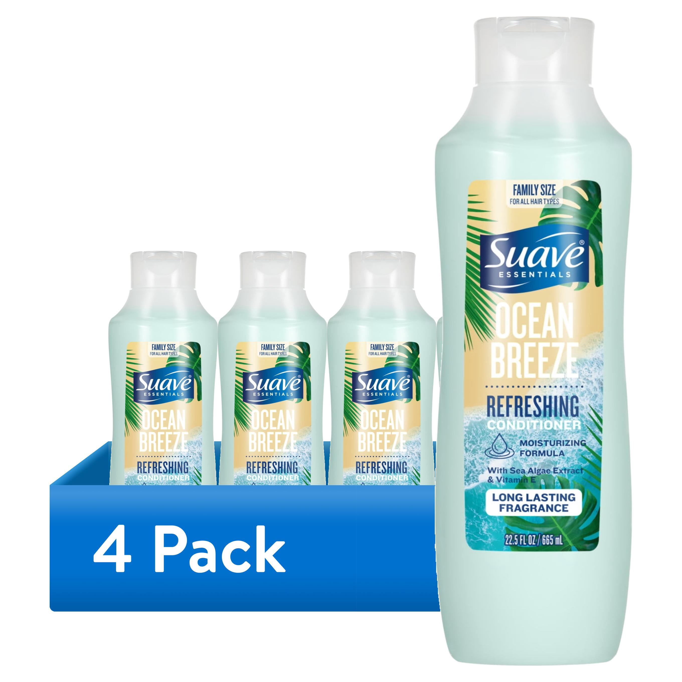 (4 pack) Suave Ocean Breeze Refreshing Conditioner with Sea Algae & Vitamin E, 22.5 FL OZ