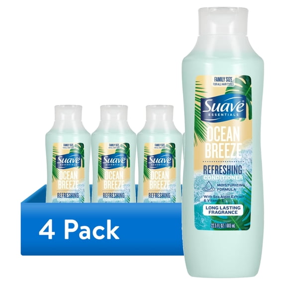 (4 pack) Suave Ocean Breeze Refreshing Conditioner with Sea Algae & Vitamin E, 22.5 FL OZ