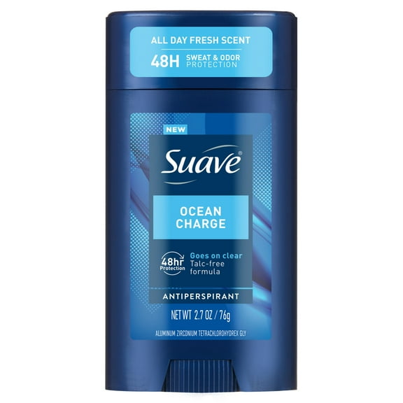 Suave Ocean Charge Men’s Antiperspirant Deodorant, Marine & Driftwood Scent, 48-Hour Protection, 2.7 oz