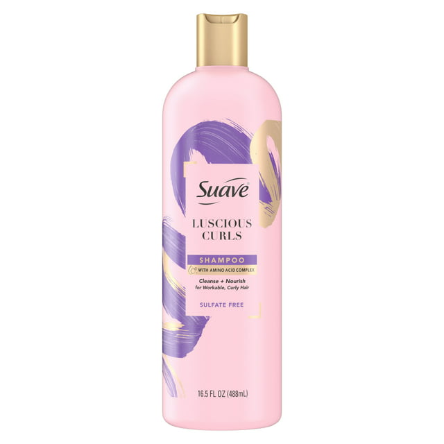 Suave Pink Luscious Curls Curl Defining Shampoo with Amino Acid Complex, 16.5 oz