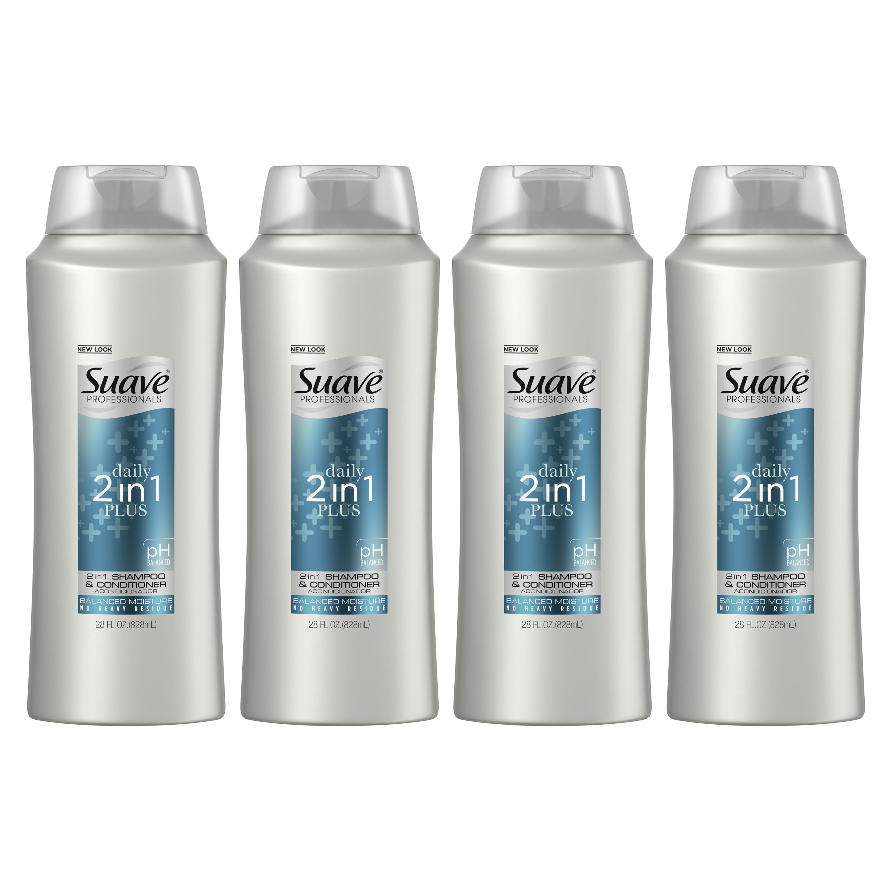 Suave Professionals 2 in 1 Shampoo and Conditioner Plus 28 oz, 4 count - image 1 of 9