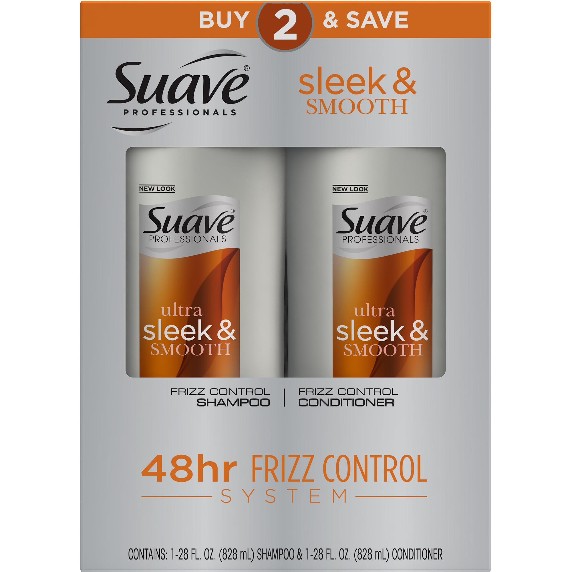 Suave Professionals Clarifying Frizz Control Daily Shampoo & Conditioner with Peptides & Vitamin E, Scented, Full Size Set, 2 Pack - image 1 of 11