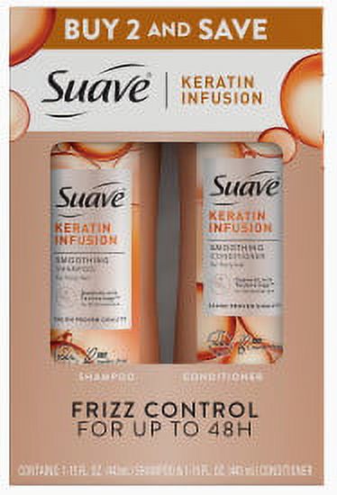 Suave Professionals Frizz Control Moisturizing Daily Shampoo & Conditioner with Keratin, Full Size Set, 2 Pack - image 1 of 7
