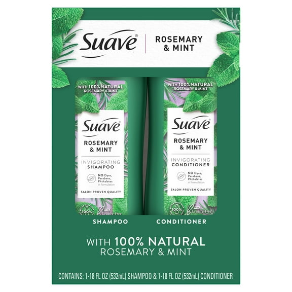 Suave Professionals Invigorating Shampoo and Conditioner Set, Rosemary & Mint, 18 fl oz, 2 Pack